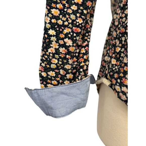 Trovata Birds of Paradis Button Up Shirt Roll Tab Sleeves Size S Cotton Corduroy - Picture 5 of 13